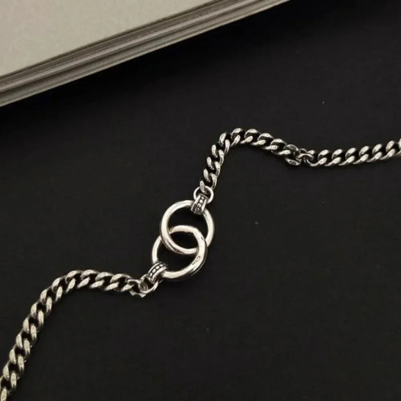 925 Sterling Silver Linked Circle Chain Bracelet - Picture 5 of 5